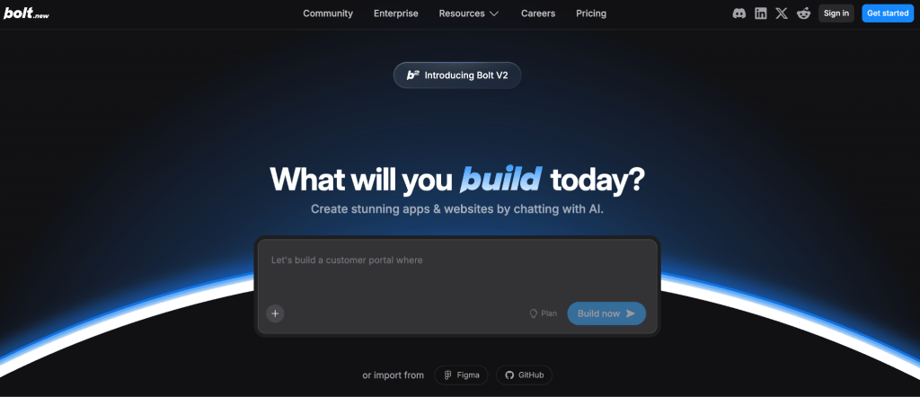 Lovable vs Bolt vs V0: Boltnew homepage