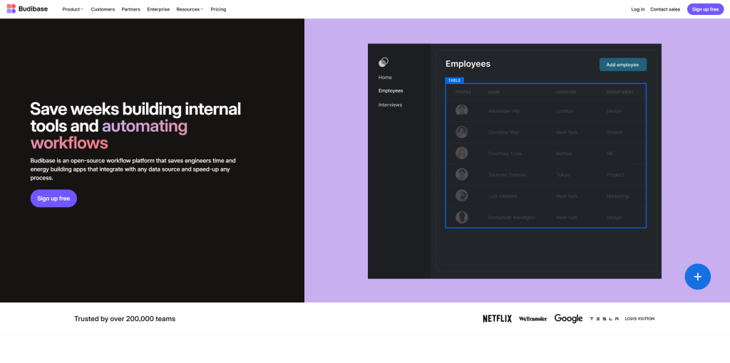 budibase website main page superblocks_alternatives