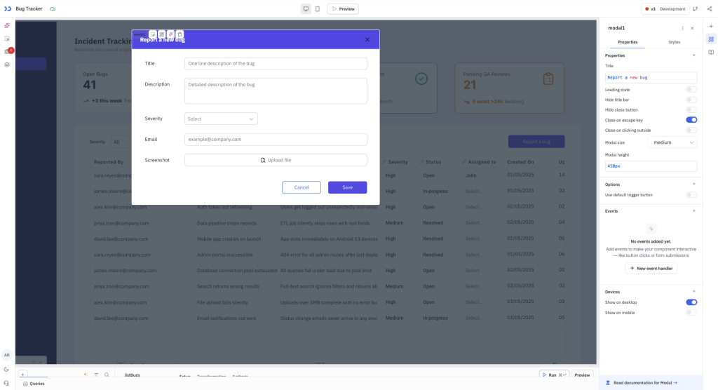 build-bug-tracker-software-with-tooljet