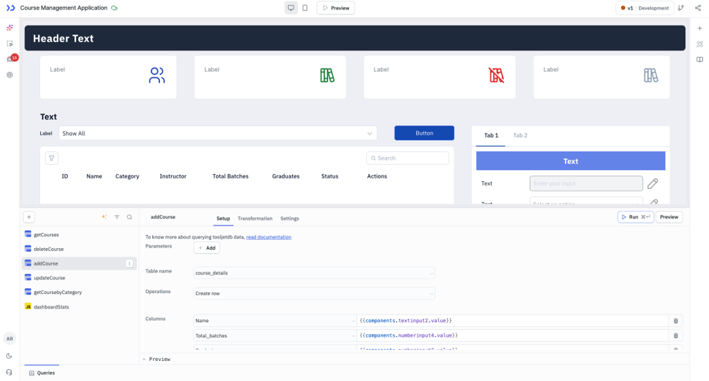 How to Build a Learning Management Dashboard Using ToolJet