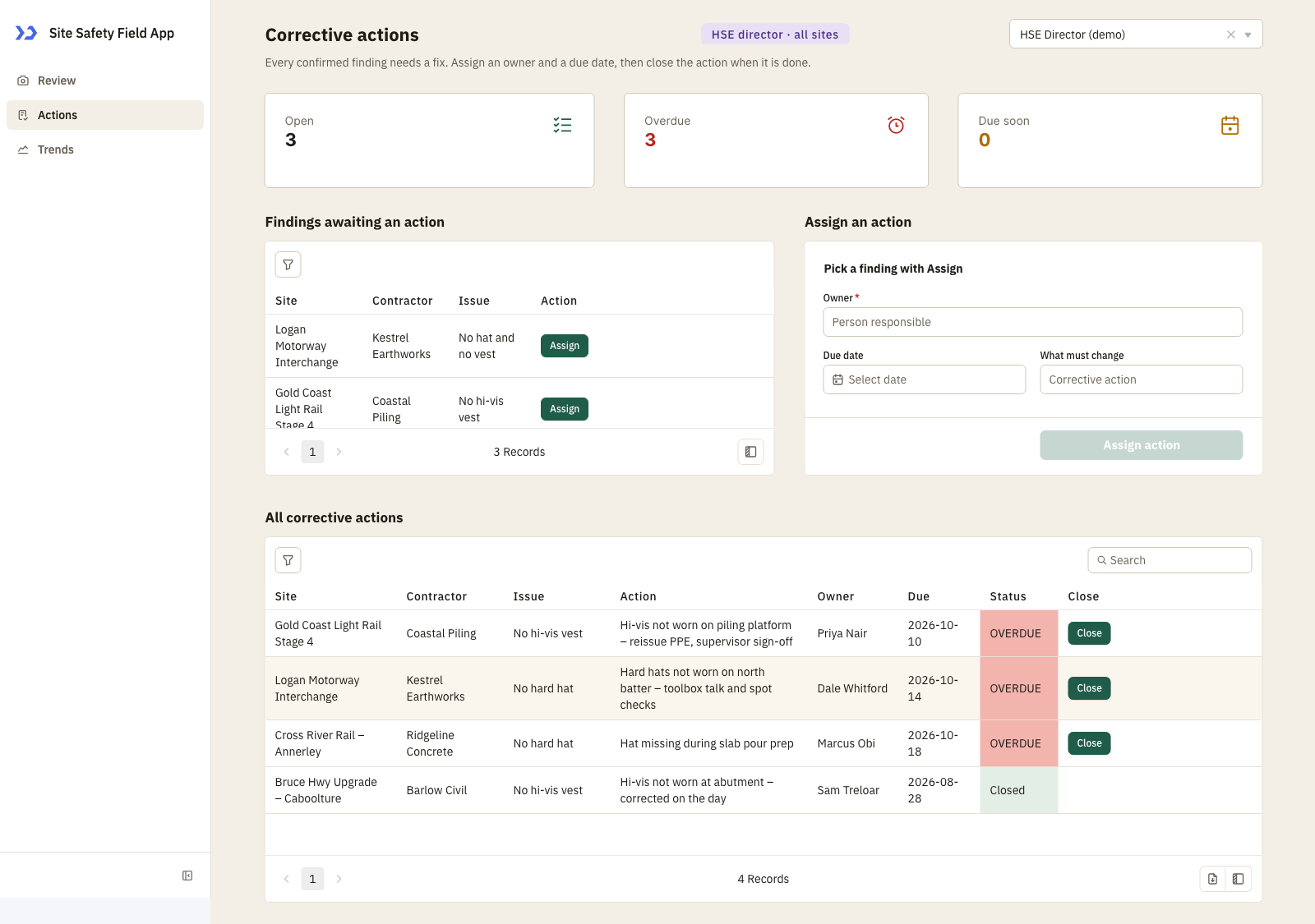 Actions page (build a PPE compliance desk with ToolJet MCP)