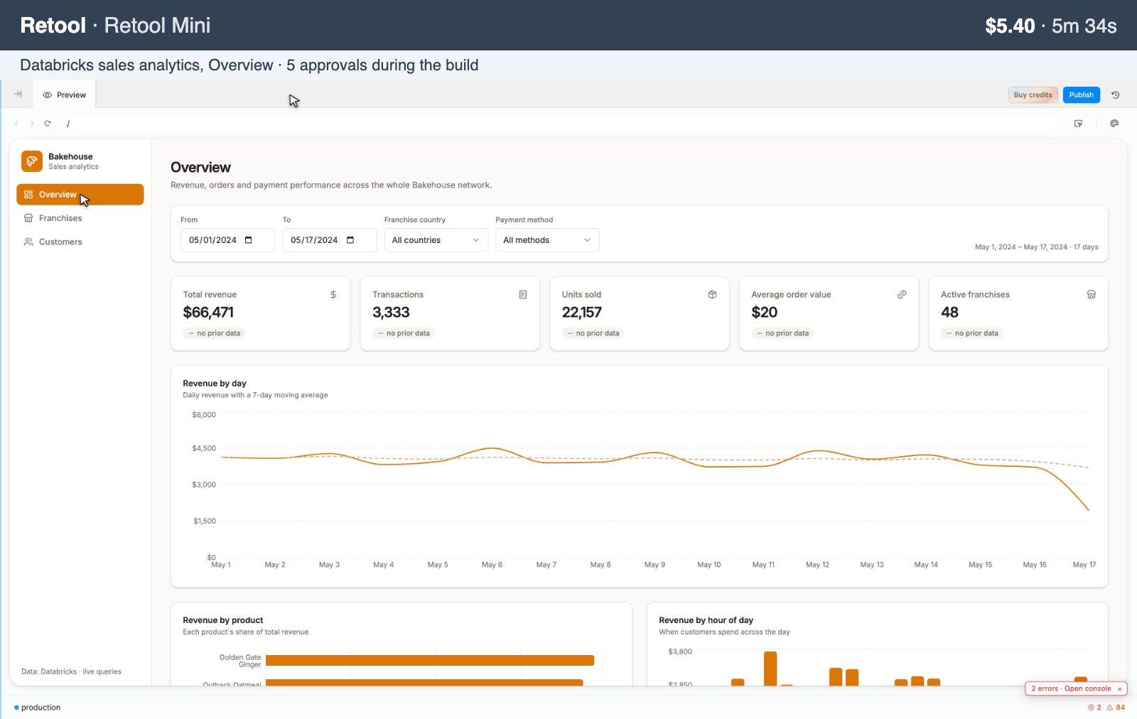 Retool Mini: Databricks sales analytics Overview, $5.40, 5m 34s